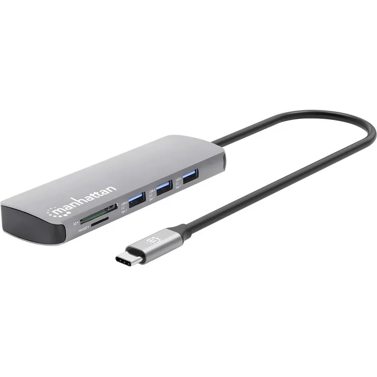 Manhattan 9-in-1 Notebook Dockingstation, USB-C® Power Delivery mit integriertem Kartenleser, 4K-UHD und Gigabit-LAN