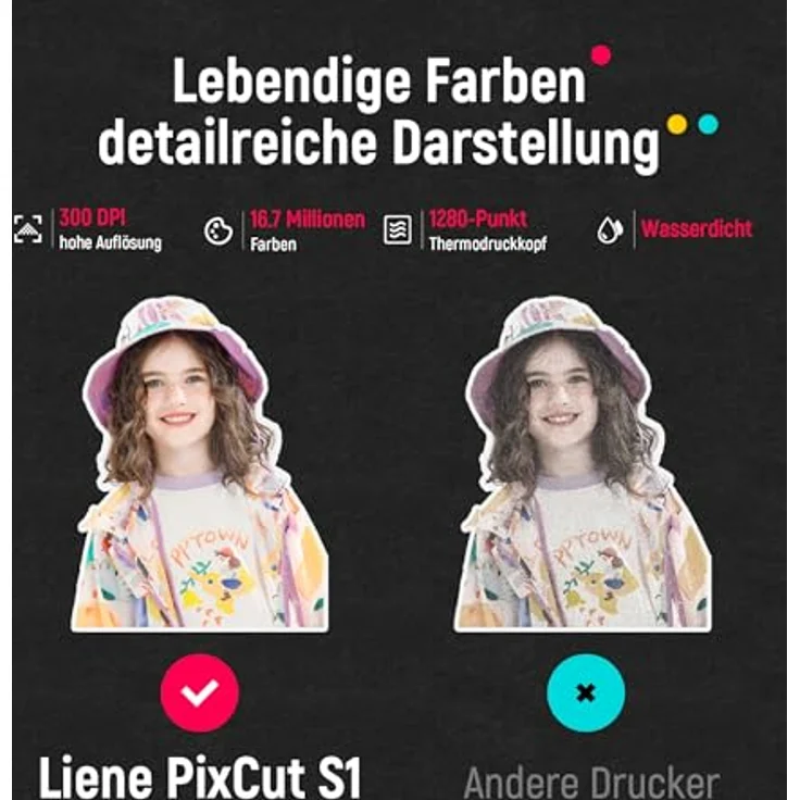 Liene PixCut S1, Fotodrucker mit 300 x 300 dpi Druck-Auflösung und Schneidefunktion – Bild 4