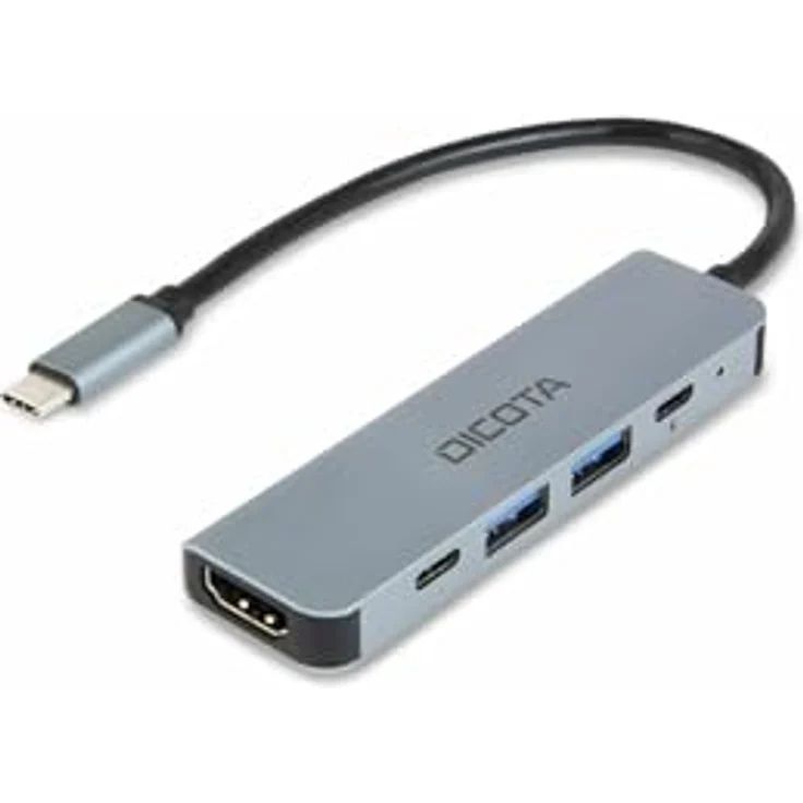 Dicota USB-C 5-in-1 Video Hub, 4K PD 100W, Silber mit nachhaltigem Design – Bild 2