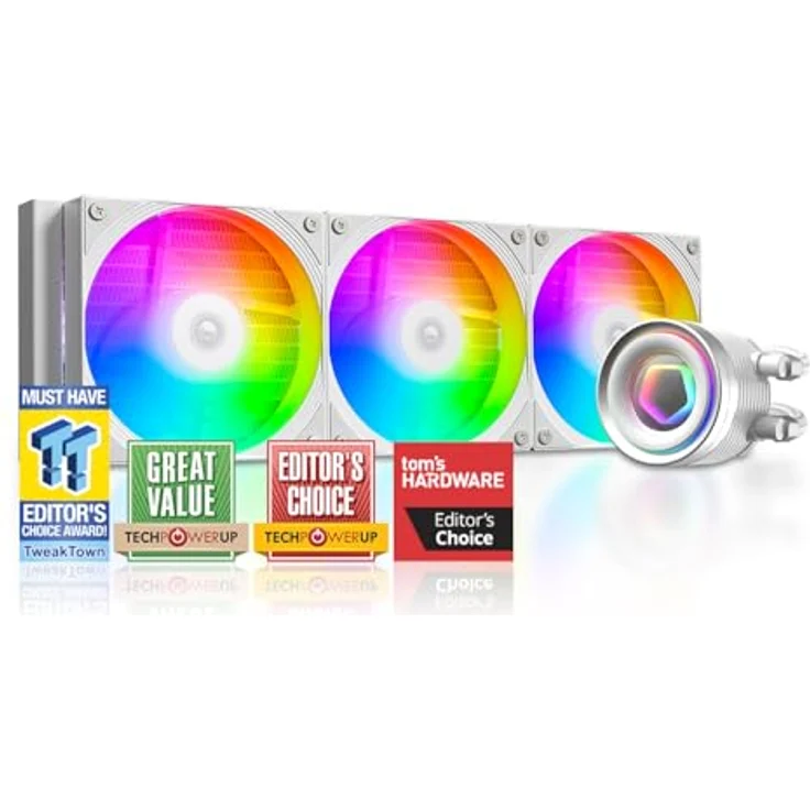 ID-COOLING FX360 INF, flüssiger CPU-Kühler 360 mm AIO mit ARGB Infinity Spiegeleffekt, 3 leise 120 mm Daisy-Chain-Lüfter, max. 27,2 dB(A), kompatibel mit Intel LGA und AMD AM4/AM5 – Bild 1