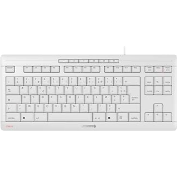 CHERRY STREAM KEYBOARD TKL, Kabelgebundene Tastatur ohne Nummernblock, Französisches Layout (AZERTY), Leiser Tastenanschlag, Einzigartiges Tippgefühl, Weiß-Grau – Bild 1