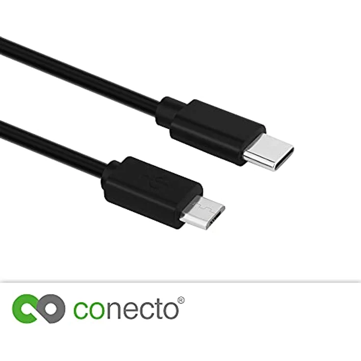 conecto 1,50m USB C auf Micro USB 2.0 Verbindungskabel, Daten- und Ladekabel, 480 Mbit/s, schwarz – Bild 4