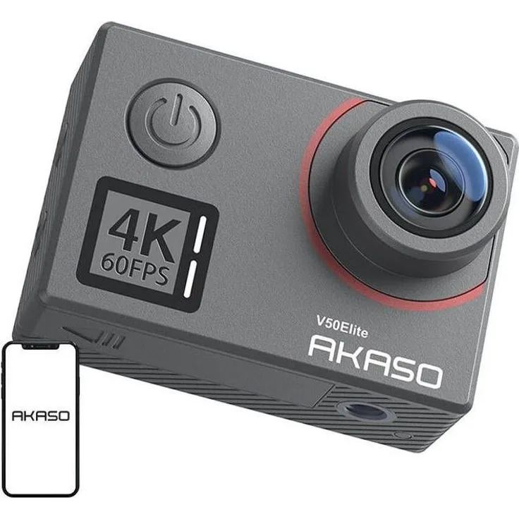 Akaso Camera V50 Elite, Action Cam, hochwertige Video- und Fotoaufnahmen, robustes und wasserdichtes Design, Grau