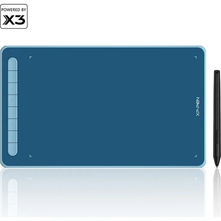 XP-Pen Deco L 10 x 6 Zoll Grafiktablet Drawing Tablet, mit X3 Stift, 8 Schnellzugriffstasten, Blau