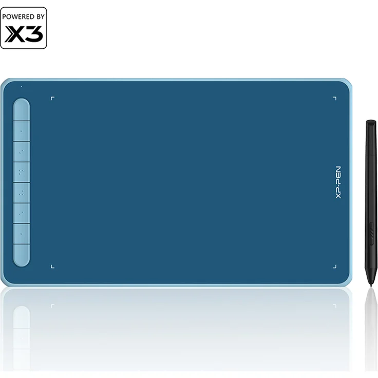 XP-Pen Deco L 10 x 6 Zoll Grafiktablet Drawing Tablet, mit X3 Stift, 8 Schnellzugriffstasten, Blau