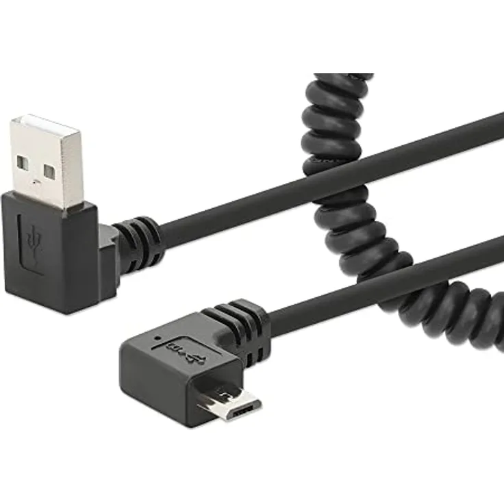 Manhattan Spiralkabel USB-A auf Micro-USB Ladekabel 1m schwarz