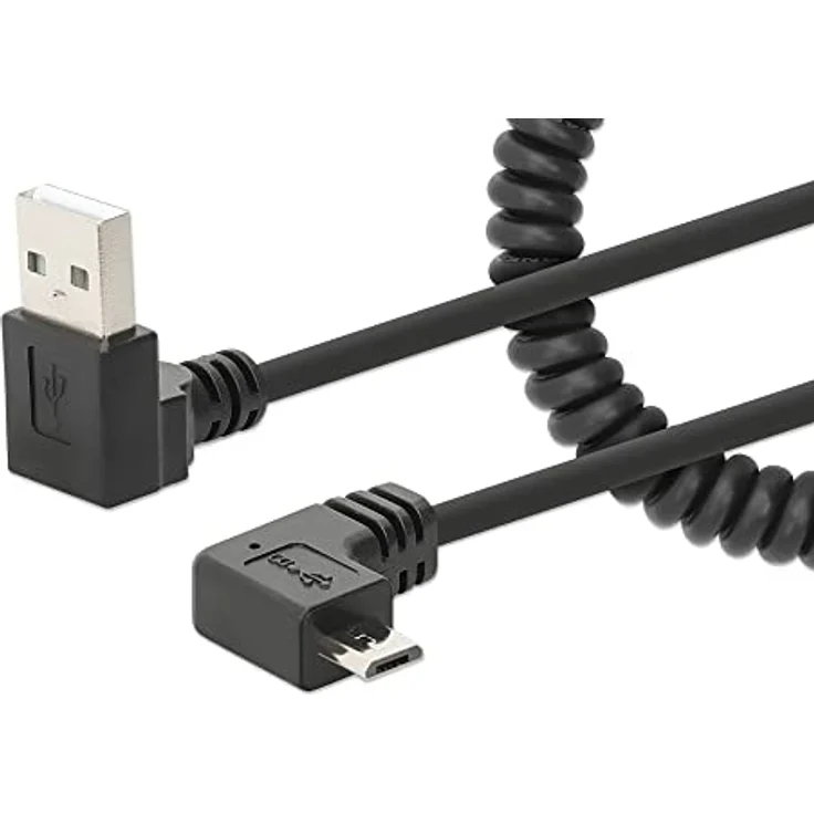 Manhattan Spiralkabel USB-A auf Micro-USB Ladekabel 1m schwarz – Bild 1