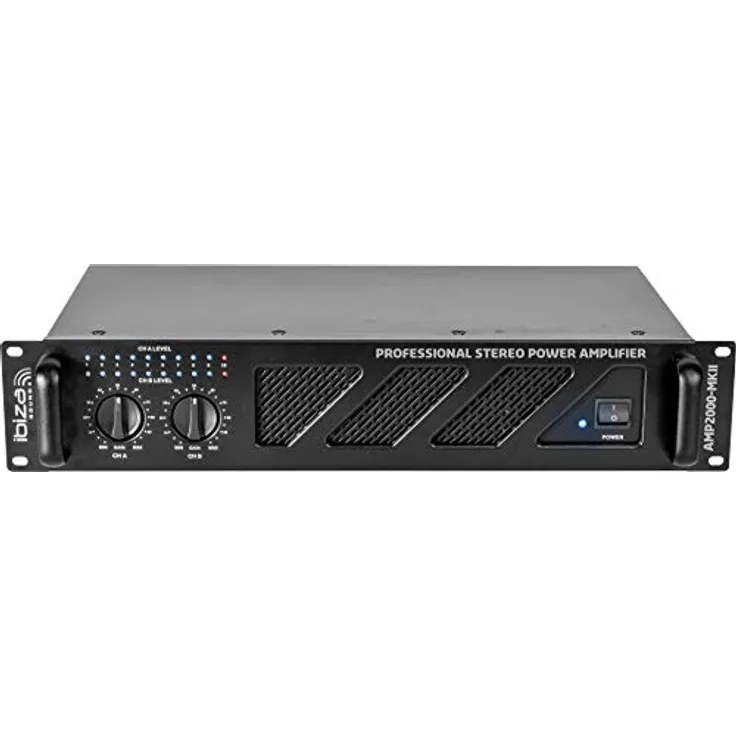 AMP2000-MKII - IBIZA - Professioneller 2x1500W PA-Verstärker mit XLR/Klinkeneingängen und Speakon-/Klemmenausgängen - 19"-Rack - Schwarz