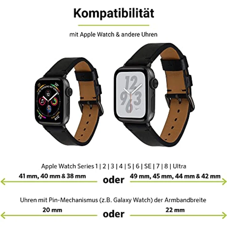 Artwizz WatchBand Leather Lederarmband für Apple Watch 38/40mm Schwarz – Bild 3