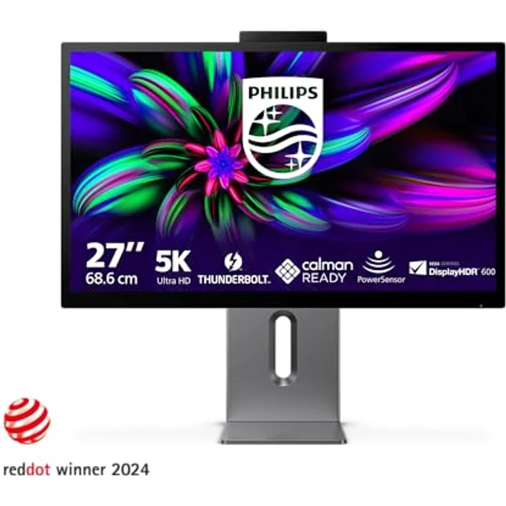 Philips 27E3U7903, 27 Zoll 5K Ultra HD+ Monitor mit Webcam, höhenverstellbar, Lautsprecher, HDR600, USB-C (96 W Power Delivery), grau – Bild 2