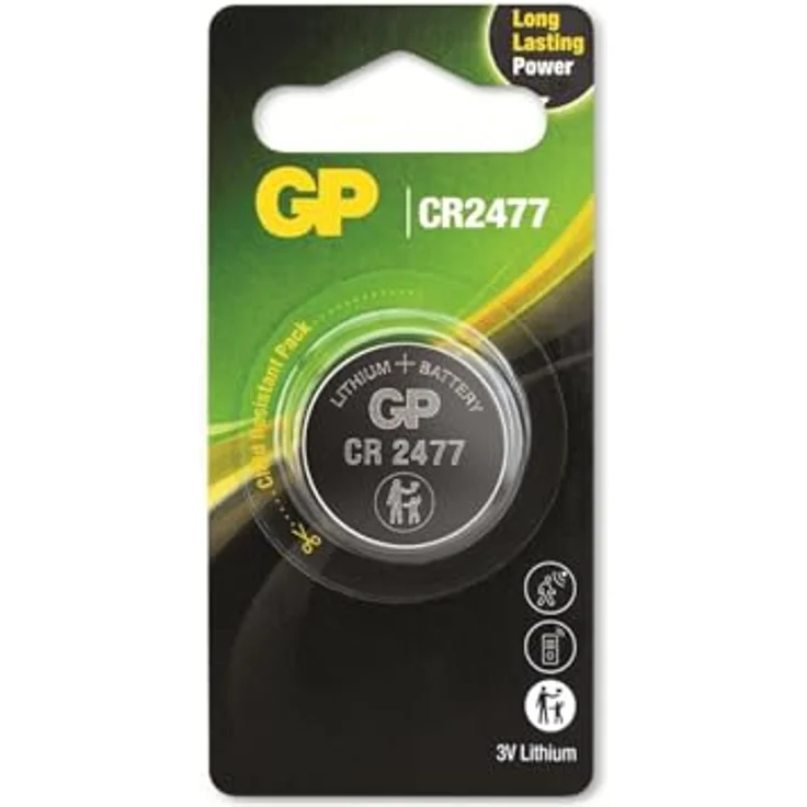 GP Knopfzelle CR2477, Lithium-Knopfzelle 3,0 V mit 950 mAh, Silber – Bild 2