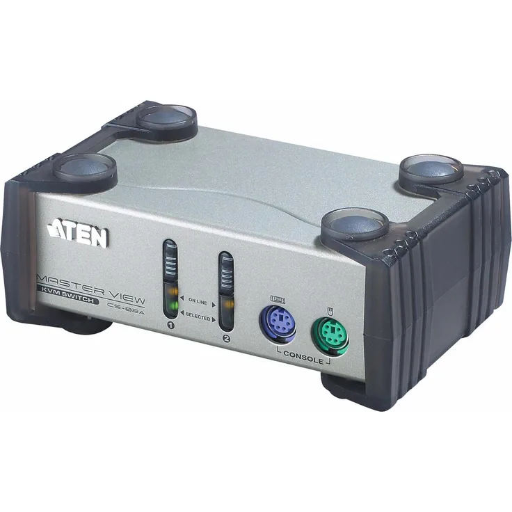 Aten CS82A MasterView KVM-Switch, 2-Port PS/2-VGA KVM Switch mit robustem Design, Grau