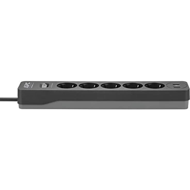 APC Surge Protector - PME5U2B-GR - Steckdosenleiste mit Überspannungsschutz (5-fach Stecker Schuko, schaltbar, 2 USB-Ladeausgänge - Farbe: schwarz) – Bild 3
