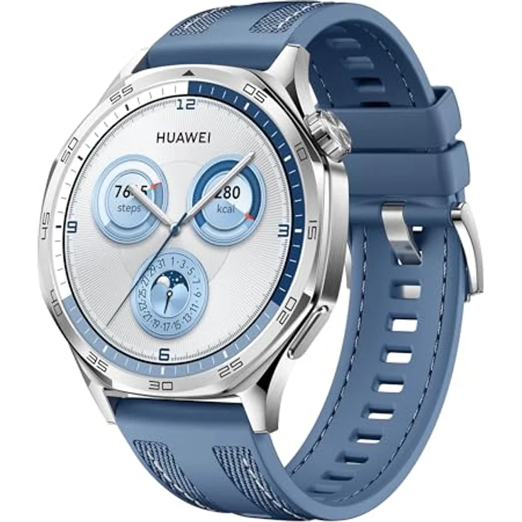 HUAWEI Watch GT 5 46 mm Smartwatch, Kunstvolles Design, Erweiterte Lauf- und Fahrradfunktionen, Gesundheitsmonitoring, Bis zu 14 Tage Akkulaufzeit, Blau – Bild 1