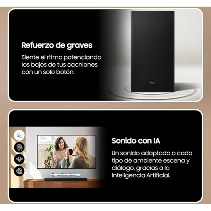 Samsung Barra de sonido HW-B650D/ZF, Soundbar 3.1 mit 200W, integriertem Subwoofer, Dolby Audio und DTS, Schwarz – Bild 3