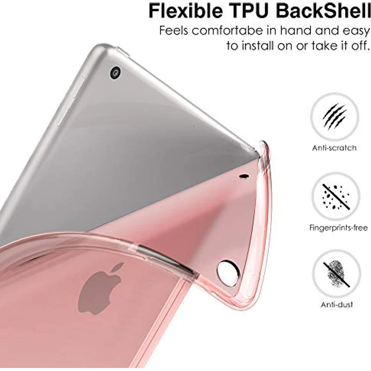 MoKo Dünne TPU Hülle für Neu iPad 10.2 2019, Smart Case Schutzhülle mit weicher Transluzent Rückseite Backcover Auto Schlaf/Wach Funktion für iPad 7. Gen 10.2'' 2019 Tablet - Rose Gold – Bild 6
