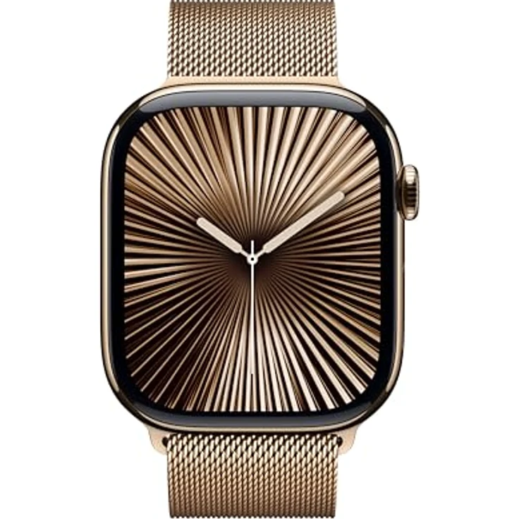 Apple Watch Series 10, 46 mm, GPS + Cellular, Titangehäuse Gold, Milanaise Armband Gold, M/L – Bild 2