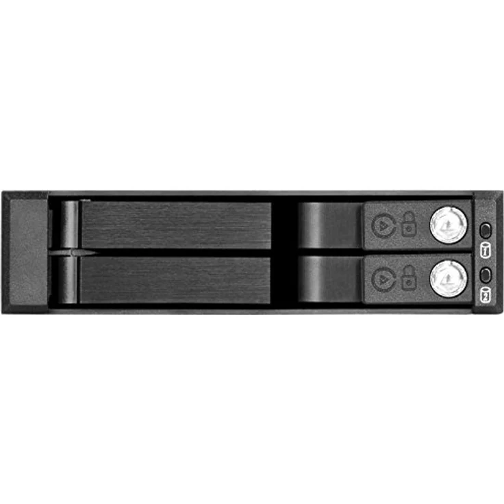 SilverStone SST-FS202B - trägerloser 3,5''Aluminium Hot Swap-Festplatten-Wechselrahmen für 2 x 2,5'' SAS-SATA-HDDs oder SSDs mit Metallschloss an jeder Einschubtür und Statusanzeige-LEDs, schwarz – Bild 4