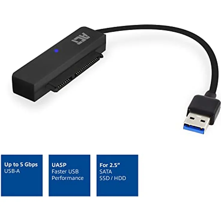 ACT SATA USB Adapter AC1510, 2.5" HDD/SSD extern, USB 3.0, 5 Gbps, Plug and Play, UASP Unterstützung – Bild 2