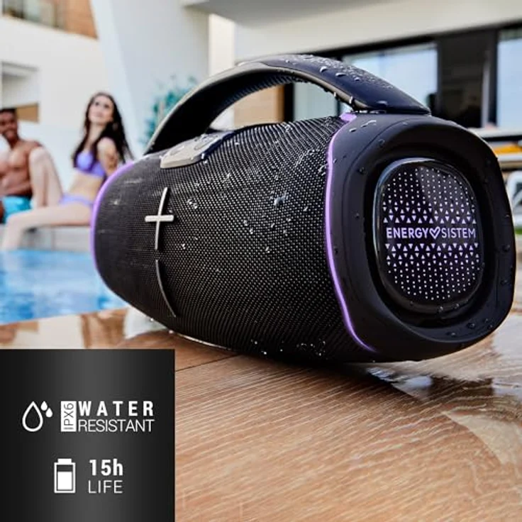 Energy Sistem Hyperbeat Bluetooth-Lautsprecher (80 W, True Wireless Stereo, Deep Bass, 15h Akku, IPX6, LED-Lichter, Sprachassistent) – Bild 5