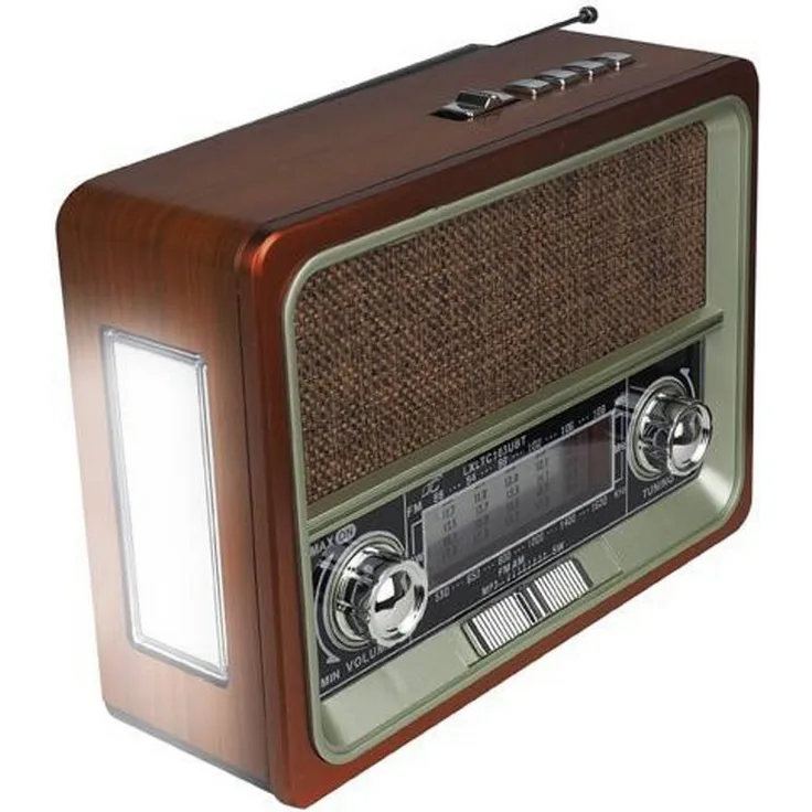 LTC LXLTC103UBT Retro-Radio, tragbares Bluetooth-Radio mit USB-Solarpanel, FM/AM/SW, Teleskopantenne und 1200-mAh-Akku