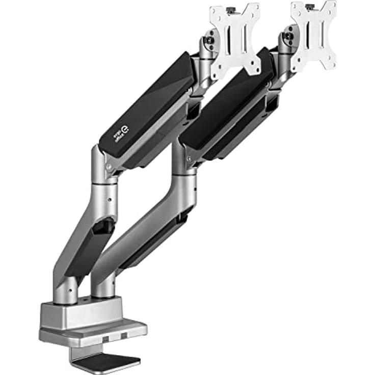 Ergo Office ER-446 Monitorhalterung Gasfeder 17-35" Zoll Schwenkbar Neigbar Drehbar Höhenverstellbar Doppelarm VESA 75x75 100x100 bis 2x15kg, Schwarz – Bild 4