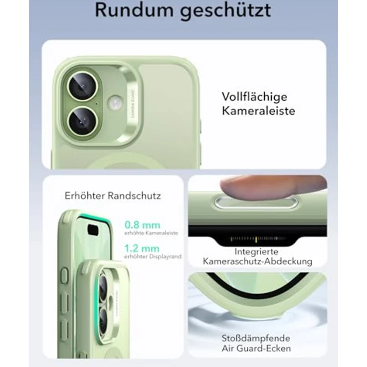 ESR iPhone 17 Hülle für MagSafe, Kamerasteuerung, MIL-STD-810H Schutz, Matt Hellgrün – Bild 3