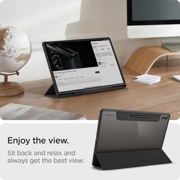 Spigen Ultra Hybrid Pro Hülle Entwickelt für Samsung Galaxy Tab S10 Ultra (2024) / S9 Ultra (2023) / S8 Ultra (2022) - Schwarz, Stabiler Ständer und erhöhte Kanten für zusätzlichen Schutz – Bild 4