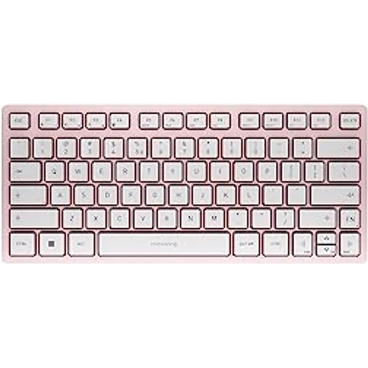 CHERRY KW 7100 Mini BT, Kompakte Multi-Device-Tastatur mit 3 Bluetooth-Kanälen, US-Internationales Layout (QWERTY), Flaches Design, inkl. Transporttasche, Cherry Blossom – Bild 1