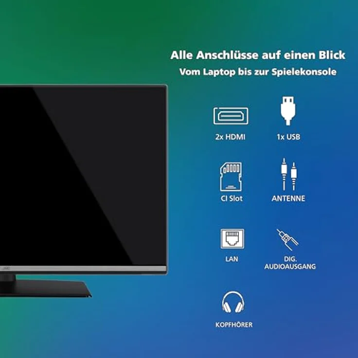 JVC Fernseher 32 Zoll Smart TV VIDAA LT-32VDF5455 - Full HD Fernseher, HDR TV mit integriertem Triple-Tuner, LED TV schwarz – Bild 4