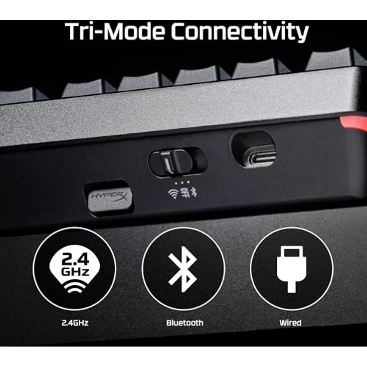 HyperX Alloy Rise 75 Wireless, 75% Hot-Swappable Mechanische Gaming-Tastatur, QWERTY Amerikanisches Layout, Dual Wireless 2,4 GHz und Bluetooth, bis zu 80 Stunden Hintergrundbeleuchtung, Schwarz – Bild 3