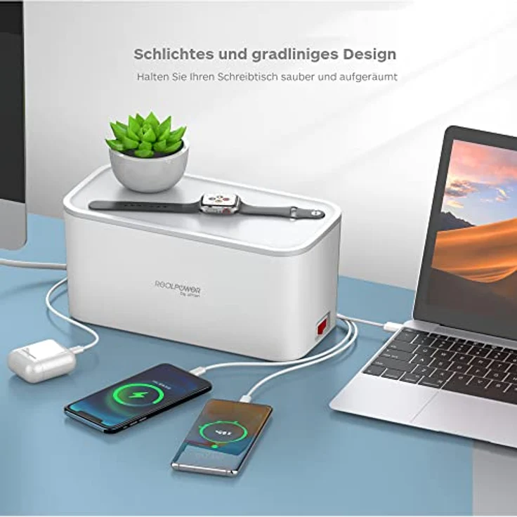 RealPower PowerBox 522 5-fach Steckdosenwürfel mit 2 x USB und 2 x USB-C Ladeports – Bild 4