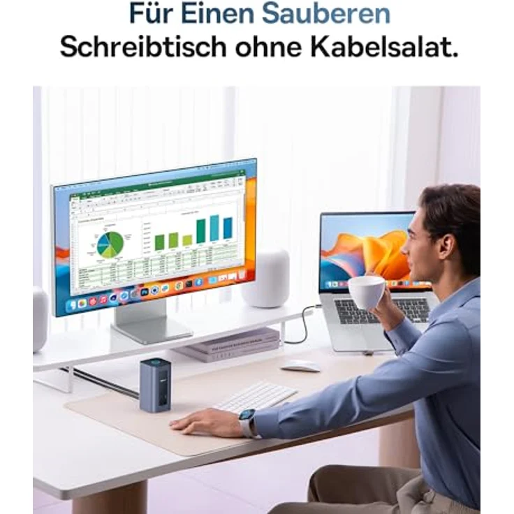 Baseus Nomos Air Docking Station 12 in 1, USB-C Hub mit 4K HDMI/DP, Dual-Display, 10Gbps USB-Anschlüsse, 100W PD, Gigabit-Ethernet, kompatibel mit macOS/Windows (ohne Netzteil) – Bild 4