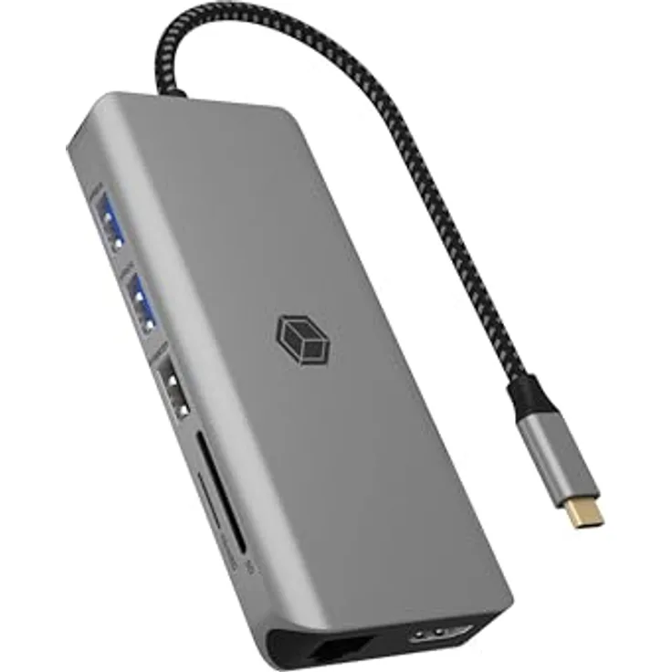 ICY BOX USB-C Docking Station (12-in-1) für 2 Monitore (2X HDMI), 4K 60Hz, 5X USB 3.0 HUB, 100W Power Delivery, Gigabit Ethernet, SD Kartenleser, IB-DK4061-CPD