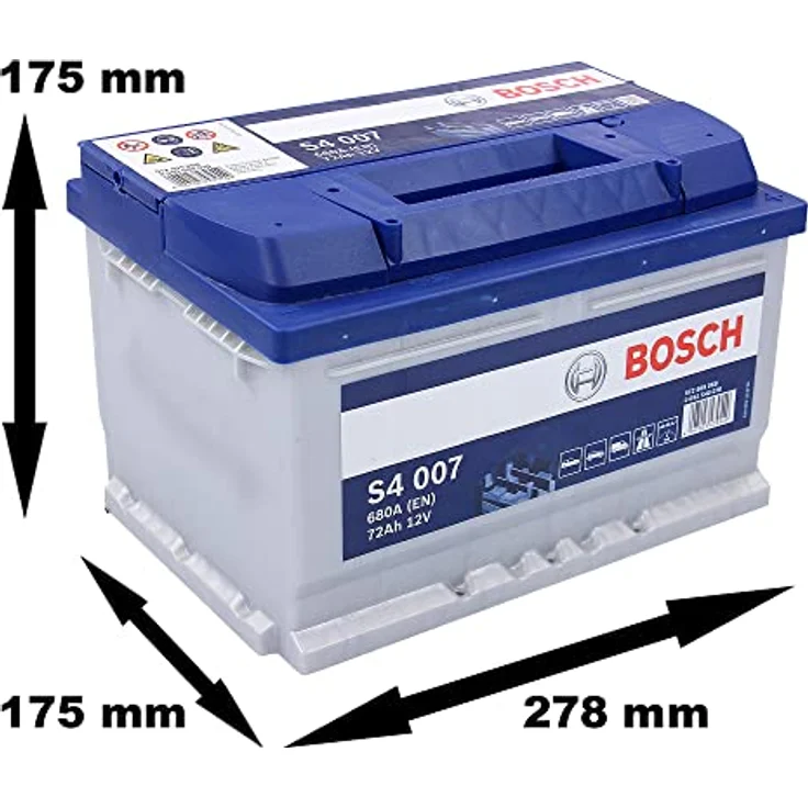 Bosch S4 007, Autobatterie 12V 72Ah 680A, wartungsfrei, klein und mittelklasse geeignet – Bild 2
