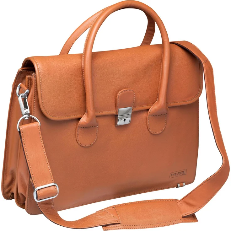 Hamelin Pierre by Elba New Classic Ladybag, Notebooktasche für 15" Laptops, naturbraun, mit geräumigem Hauptfach und abnehmbaren Schultergurt