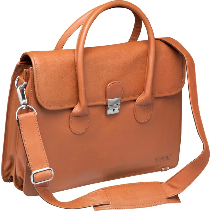 Hamelin Pierre by Elba New Classic Ladybag, Notebooktasche für 15" Laptops, naturbraun, mit geräumigem Hauptfach und abnehmbaren Schultergurt