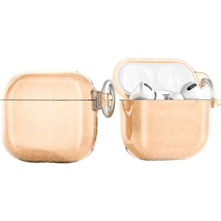 COFI 1453 Glitzerhülle für AirPods 4, transparente Schutzhülle mit Metallgriff, stoßfest und oxidationsbeständig