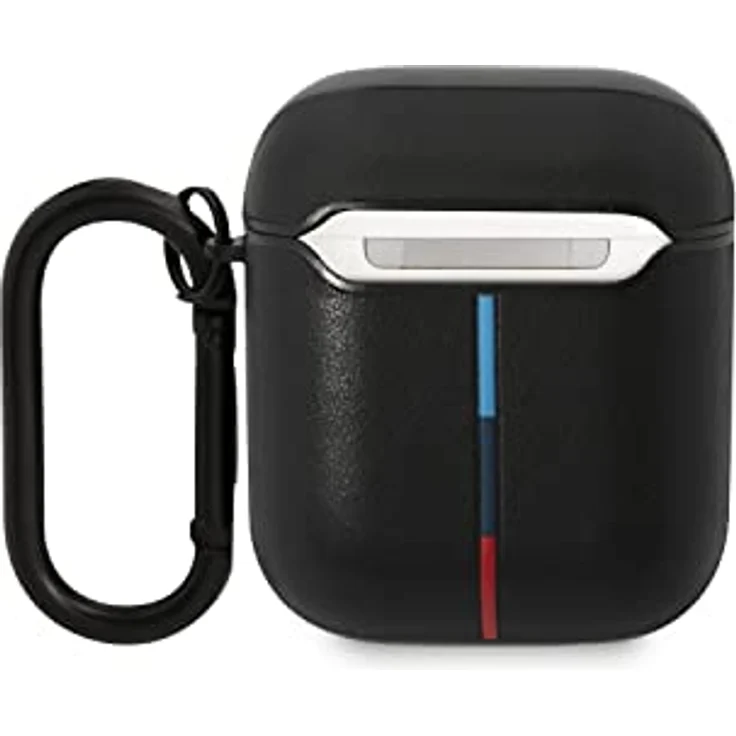 BMW BMA222PVTK, Hülle für AirPods 1/2 mit 360-Grad-Schutz, Schwarz Leather Curved Line, Schlüsselanhänger kompatibel – Bild 2