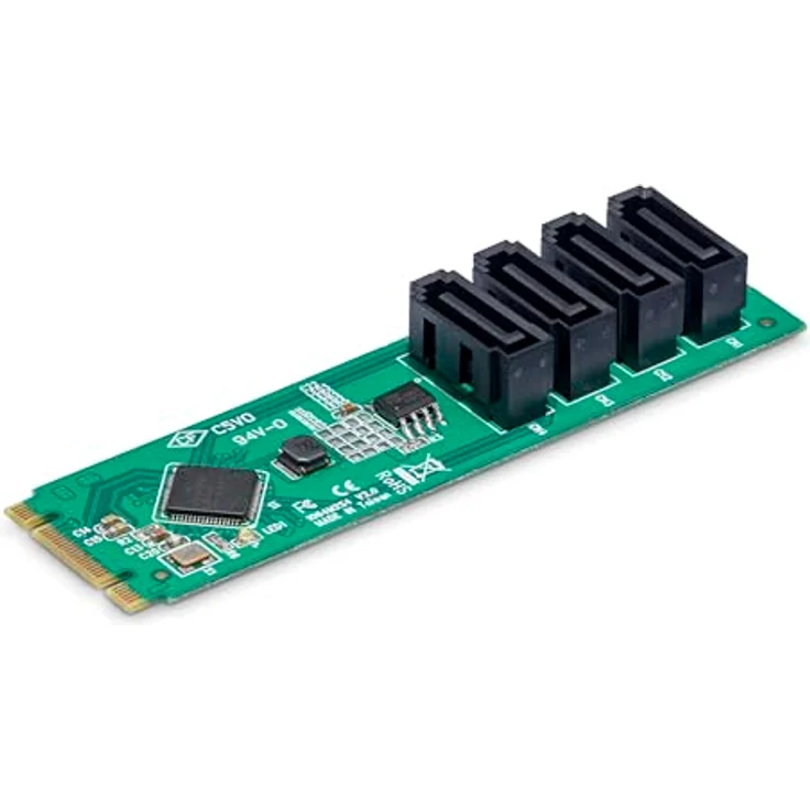 StarTech 4-Port M.2 zu SATA Adapterkarte, Kontrollerkarte für 4 unabhängige SATA-Laufwerke, 6 Gbit/s, PCIe-kompatibel – Bild 1