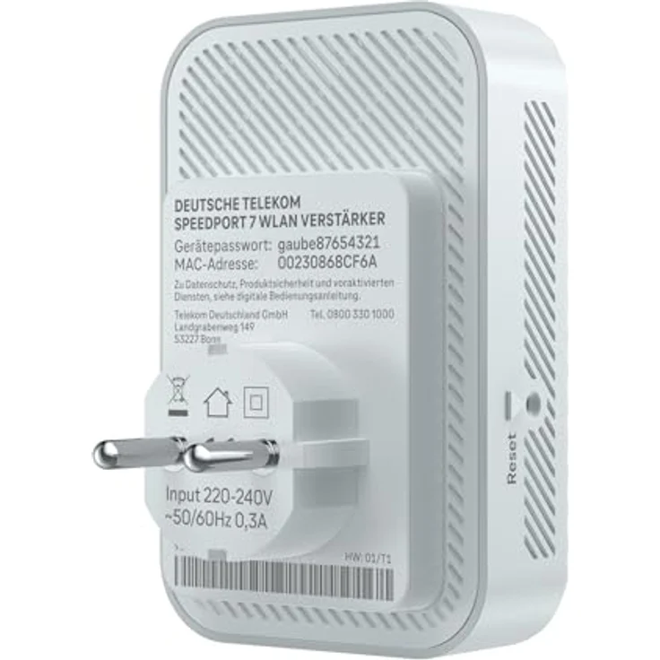 Telekom Speedport 7 WLAN Verstärker, WLAN Repeater mit bis zu 6.400 Mbit/s, Unterstützung für 100 Geräte, einfache Einrichtung über MeinMagenta App, inkl. Ethernet LAN-Schnittstelle – Bild 3