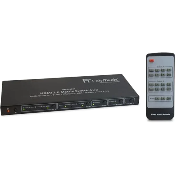 FeinTech VMS04201 HDMI Matrix Switch 4x2 mit Audio Extractor Scaler Ultra-HD 4K 60Hz HDR – Bild 4