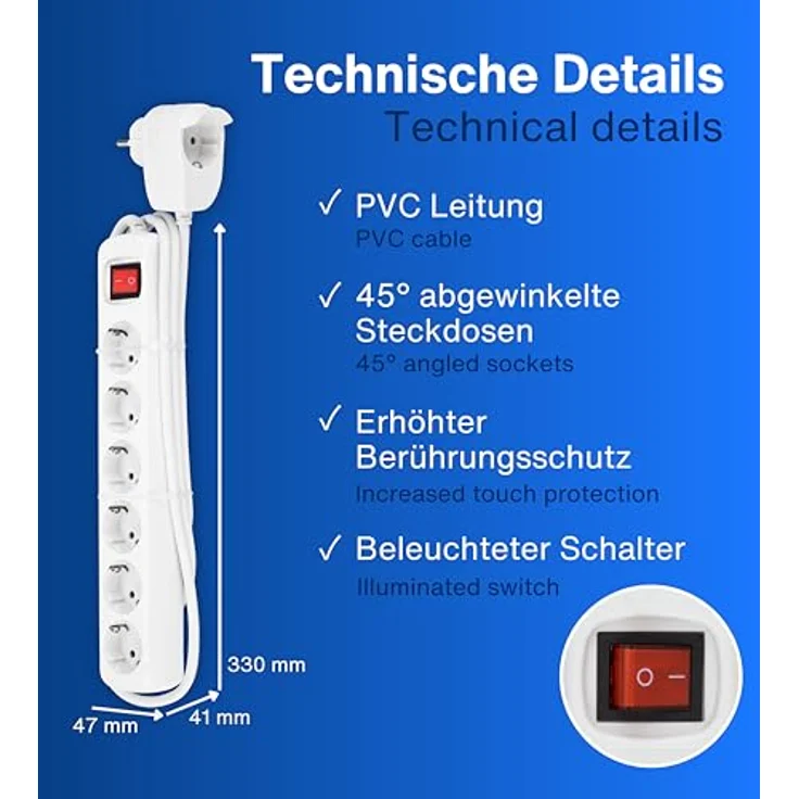 REV Powersplit Steckdosenleiste 6fach weiß – Mehrfachsteckdose mit Schalter, 2m Zuleitung – dank der Zusatz Steckdose kann die Wandsteckdose wie gewohnt weiter verwendet werden – Bild 6