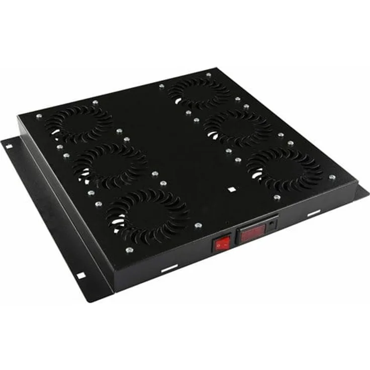 Lanview by Logon Fan Module, digitales Belüftungsmodul mit Thermostat, Schwarz, 1U