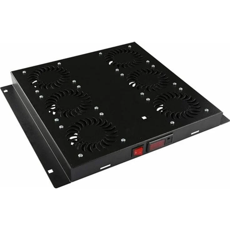 Lanview by Logon Fan Module, digitales Belüftungsmodul mit Thermostat, Schwarz, 1U