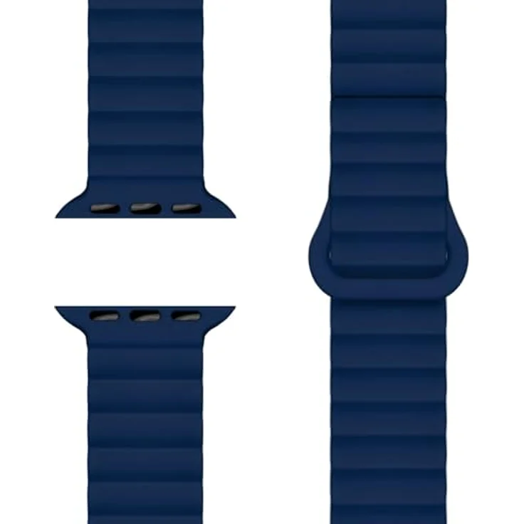 NALIA Core Magnet Armband für Apple Watch Series Ultra/SE/10/9/8/7/6/5/4/3/2/1, Atmungsaktives Silikon Loop mit Rillendesign, Marineblau, 42/44/45/46/49mm – Bild 1