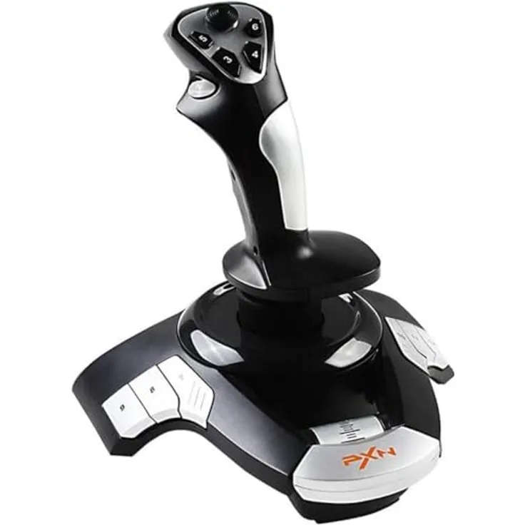 PXN F16 Joystick, Gaming-Stick mit 8-Wege Hat Switch und ergonomischem Design, schwarz