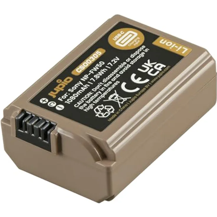 Jupio NP-FW50 *ULTRA C*, 1080mAh Akku mit USB-C Ladeeingang für Sony Digitalkameras