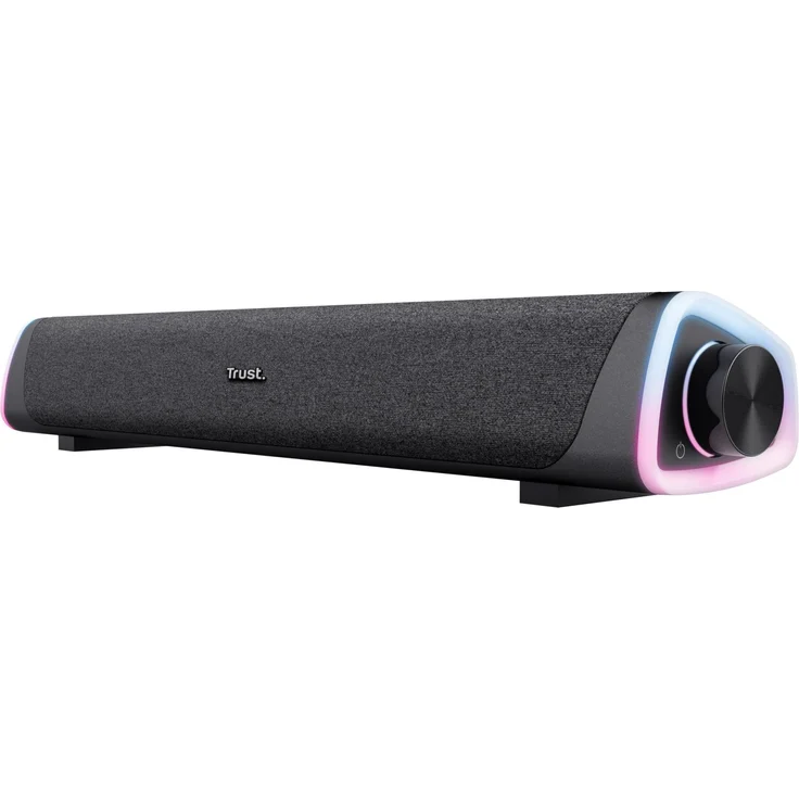 Trust Liro Illuminated Soundbar, 12W Stereo PC Lautsprecher mit RGB LED Beleuchtung, Klinke 3,5 mm AUX, USB Betrieb, Schwarz