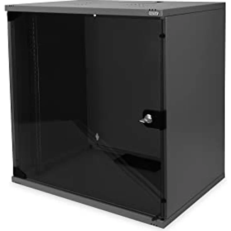DIGITUS Netzwerk-Schrank 19 Zoll 12 HE - unmontiert - Wandmontage - 400 mm Tiefe - Traglast 60 kg - Glastür - Schwarz – Bild 1